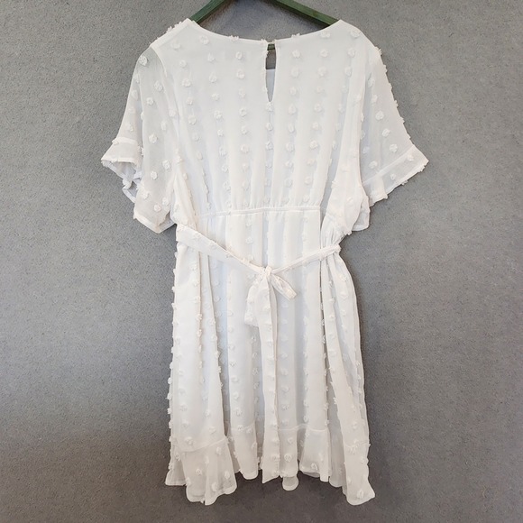 Motherhood Maternity White Swiss Dot Dress XL Ruffle Flutter Sleeve Baby Shower - Picture 5 of 12